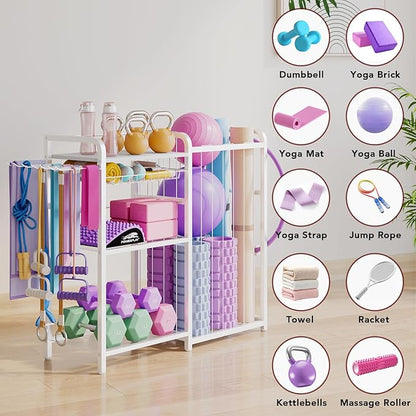 Garage Sports Equipment Organizer, Ball Storage for Gear and Toys, Large Capacity, Sports Organizer for Garage with Hooks and Baskets