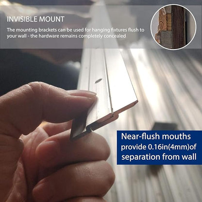 French Cleat Picture Hanger, Aluminum Z Hanger Interlocking Wall Mounting Bracket Hardware Kit Z Clips for Hanging Wall Painting, Mirrors, Panels, Artwork, Cabinet, Whiteboard (24 inch-1 Pair)