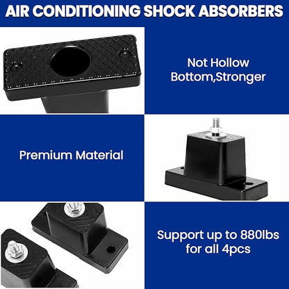 4 Pack Mini Split Pad, Anti Vibration Rubber Isolator Mounts for AC Condenser, Compatible with Mini Split Wall Mounting Brackets for Outside