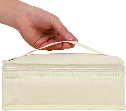 FlowFly Small Insulated Lunch box Portable Soft Bag Mini Cooler Thermal Meal Tote Kit with Handle for Work & School, Beige