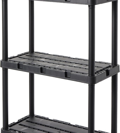 Gracious Living 2 Pack Light Duty Storage Shelves, Knect-A-Shelf 4-Shelf Ventilated Shelving Rack Organizer for Home, Garage, Basement & Laundry, Black