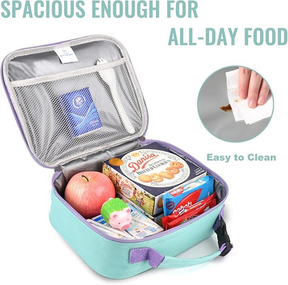 Genteen Lunch Box Kids,Insulated Lunch Bag Kids Boys Girls,Soft Bag Mini Cooler Back to School Thermal Meal Tote Kit Lunch Box for School,Work,Outdoor (Light Green)