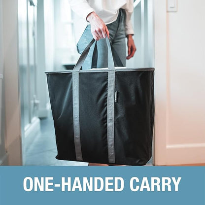 CleverMade Collapsible Laundry Caddy – Foldable Laundry Hamper & Tote, XXL 64L Pop-Up Laundry Basket with Handles, Space-Saving Laundry Organizer for Home & Travel, 2 Pack - Charcoal Gray