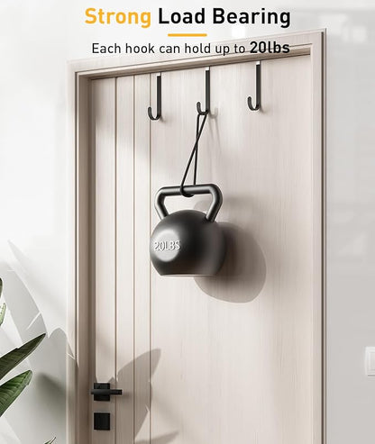 8 Pack Over The Door Hooks, Door Hanger Hook, Towel Hooks for Hanging, Towel Hanger for Bathroom, Fit 1 3/8" Door Black, Dorm Room Essentials
