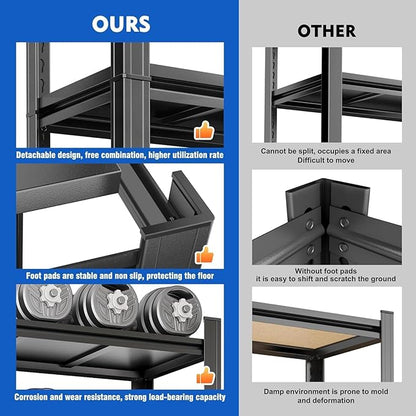 32"W*16"D Garage Storage Shelves, Metal Garage Shelving, Adjustable Steel Storage Rack Shelf, 4-Tier Shelving Unit, Ideal for Garage, Pantry, Basement, Kitchen, Living Room, 63"Hx31.5"Wx15.8"D, Black