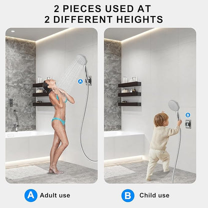 Strong Adhesive Adjustable Shower Head Holder- Wall Mounted Heavy Duty Shower Head Shelf Bracket, Plastic Bracket Stick on Wall, Mount ABS- Shower Head Holder for Bathroom use (Grey)