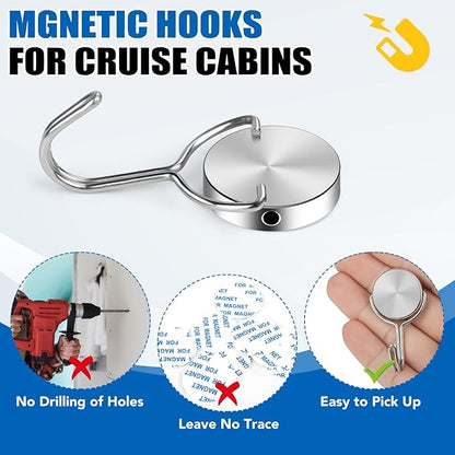LOVIMAG Magnetic Hooks for Cruise Cabins, 60Lbs Swivel Magnetic Hooks Heavy Duty, Cruise Ship Essentials, Locker Accessories, Magnet Hook for Classroom, Refrigerator, Hanging, Grill -21 Pack