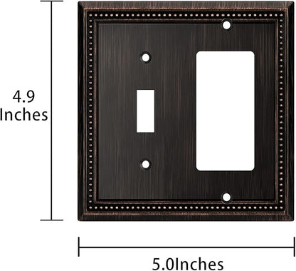 Henne Bery Sunken Pearls Heavy Duty Decorative Wall Plate Switch Plate Outlet Cover (Toggle/Decorator, Aged Bronze)