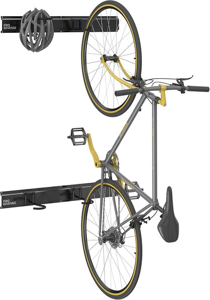 ClosetMaid ProGarage 4 Bike Storage Rack Rails Set, Helmet and Utility Hooks, Heavy Duty Wall Mount, Black