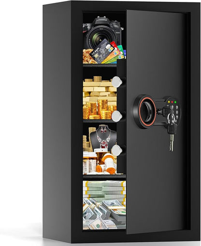 6.0 Cu Ft Large Safe Box for Home Use, 27.6"H Heavy Duty Home Safe with Combination Lock, Alarm System, Removable Shelves, Anti-theft Security Safe for Money Jewelry Documents