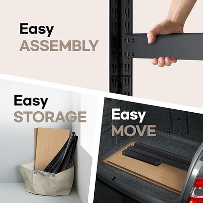 HOMEDANT House 5 Tier Heavy Duty Garage Shelving Adjustable Metal Rack Storage Shelves Standing Shelf Unit Organizers Pantry Closet Office (2, Black, 36.2" W x 16.2" D)