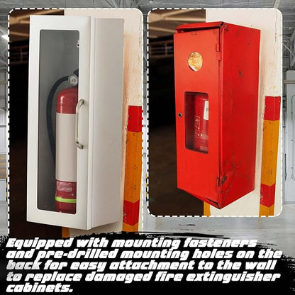 Zonon 1 Pcs 10lb Fire Extinguisher Cabinet Wall & Surface Mount 24-3/4 H x 10-1/4 W x 6-3/4 D 22 Gauge Steel Fire Extinguisher Box Case Extinguishers Holder with Handle for Indoor Outdoor (White)