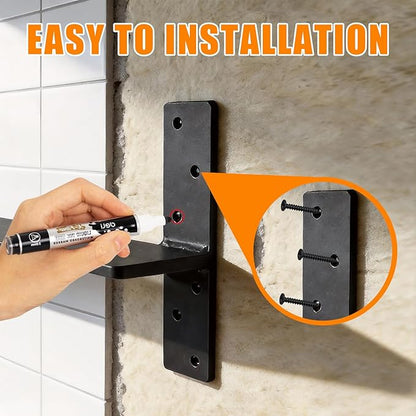 3/8" Thick Floating Shower Bench Brackets 3 Pcs, 20"x12"x2.5"Heavy Duty Free Hanging T Shelf Support Brackets, Wall Mount Bracket for Granite, Vanity, Shower Bench, Cabinets, Dishwasher,Countertop