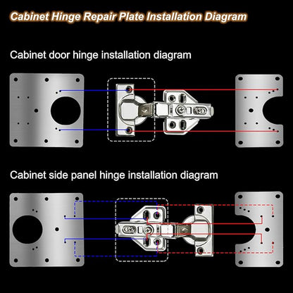 6 PCS Cabinet Hinge Repair Plate, Hinges Repair Fixing Plates, Stainless Steel Cabinet Repair Board, Kitchen Cupboard Door Hinge Repair Brackets Kit, Cabinet Fixing Plate Bracket with Mounting Screw