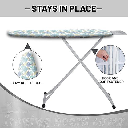 Extra Thick Ironing Board Cover and Pad, Nautical Coastal Ocean Beach Seashell Starfish 15x54 Ironing Board Cover, Resist Scorching and Staining,Elastic Edges,Marine Underwater