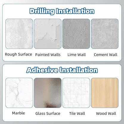 Lsnisni 2 Pack Adhesive Shower Curtain Rod Holder,Tension Curtain Rod Bracket, Drill Curtain Rod Holder or Adhesive Shower Rod Holders for Wall Two Installation Methods