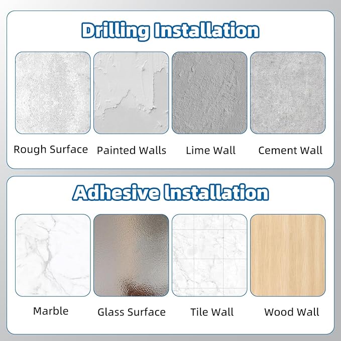 Lsnisni 4 Pack Adhesive Shower Curtain Rod Holder,Tension Curtain Rod Bracket, Drill Curtain Rod Holder or Adhesive Shower Rod Holders for Wall Two Installation Methods