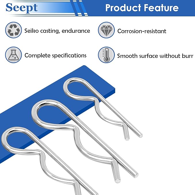 105Pcs 304 Stainless Steel Cotter Pins 7-Values R Cotter Pin Used for Hitch Lock System, Trucks, Engine