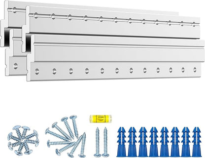 12" Heavy Duty French Cleat Picture Hanger,Aluminum Z Bar Clips, Interlocking Wall Mounting Brackets for Hanging Mirror, Panel, Whiteboard, Cabinet, Shelf, Headboard, Photoes (2 Pairs up to 90 lbs)