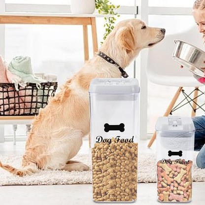 Pethiy dog food storage container dog treat container airtight pet Treats Storage Container-Clear Plastic Storage Canister Tins pet jars(2 Pack set)