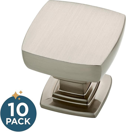 Franklin Brass (10-Pack) – Brushed Nickel Cabinet Knobs for Dressers, Drawers, Kitchen Cabinet Door, Vanity, Furniture, Closet Knobs, 1-1/8 Inch Square | Webber