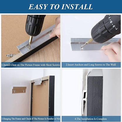 12 Pack French Cleat Hanger Headboard Wall Mounting Brackets Cleat Picture Hanger Kit Z Bar Supports with Plastic Expansion Tube Screws Silicone Dots for Picture Mirror Whiteboard (6 Inch)