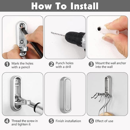 Folding Coat Hooks, 4 Pcs Foldable Silver Wall Hooks Heavy Duty Foldable Hook Bathroom Towel Hooks Robe Hooks Wall Mounted for Hanging Coat Towels Clothes Hat Bags Keys