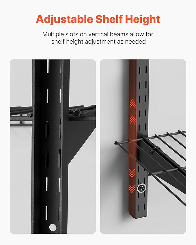VEVOR 3-Tier Heavy Duty Wall Garage Shelving, 1 x 3 ft Steel Wall Mounted Shelving Unit, 11 x 36 Inch Per Shelf Floating Storage Metal Rack for Garage with 450 lbs Total Weight Capacity, Black