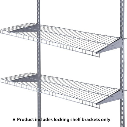 Adjustable Locking Shelf Bracket 16 Inch Shelf Brackets Heavy Duty Wire Shelving Brackets for Deep Wire Shelving Double Track System(Gray,6 Pcs)
