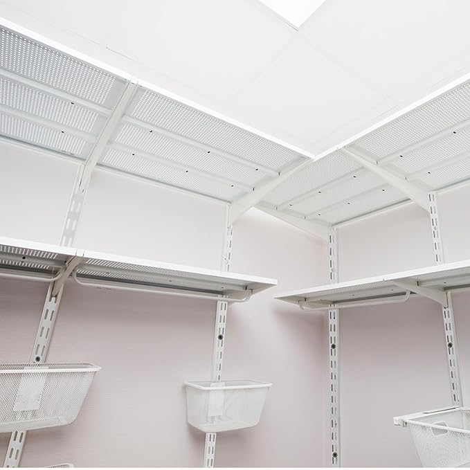 12 Pack 60 Inch Dual Track Upright Wall Shelving System Shelf Bracket Twin Slot Shelf Rail Twin Track Upright Heavy Duty Support System for Pantries, Linen Closets, Laundry Rooms (White)