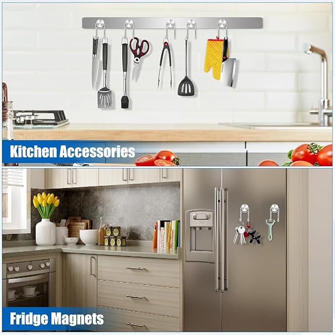 LOVIMAG Magnetic Hooks, 50lbs+ 2026 Cruise Cabin Ship Essentials Magnet Hook Heavy Duty Strong Magnets Refrigerator Fridge Hanging for Classroom Beach Vacation Kitchen Home Must Haves 10 Pcs (Silver)