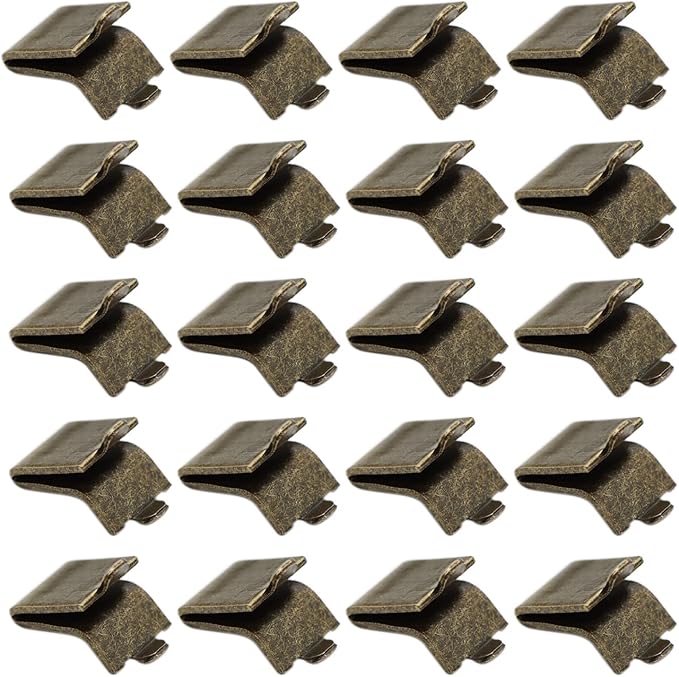 Xadnitu Adjustable Steel Pilaster Shelf Clip Support, 20pcs Bronze Galvanized Steel Shelf Brackets