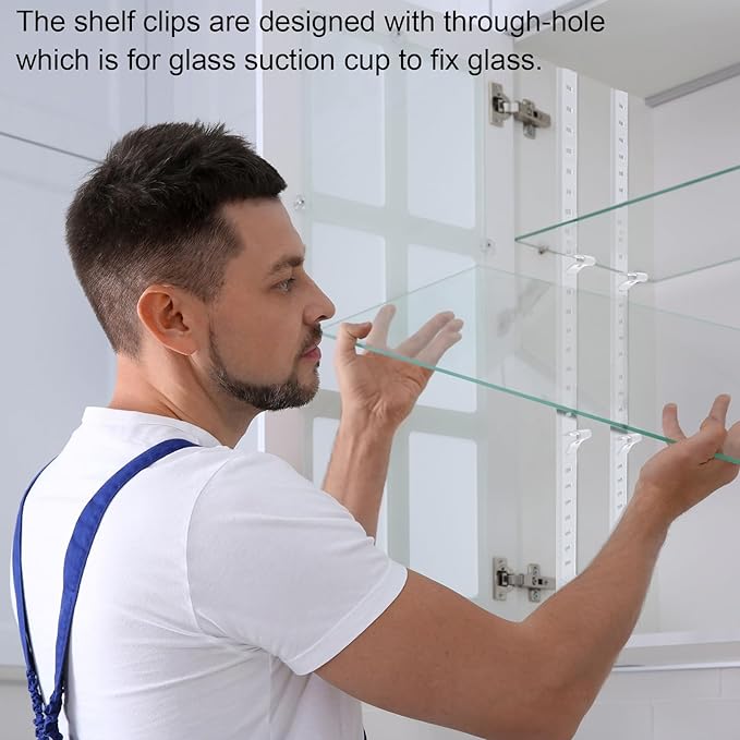 12 Pcs 36 Inch Metal Mortise Mount Pilaster Shelf Brackets and 72 Pcs Shelf Clips for Wall Shelving System Closet Organization Storage (White)