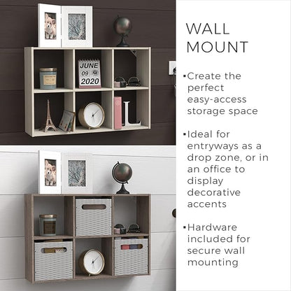 ClosetMaid Mini 6-Cube Desktop or Wall Mount Organizer, Weathered Teak