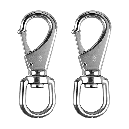 KINLINK 304 Stainless Steel Swivel Snap Hooks, 2 Pack 4.6 Inch Flag Pole Clips, Heavy Duty Large Spring Snap Hooks for Boat Anchor Ropes and Cables