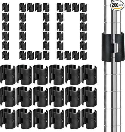 200 Pack Wire Shelving Shelf Lock Clips, 1 Inch Wire Shelf Clips for Post Shelving, Shelving Sleeves Replacements for Wire Shelving System (100 Pairs)