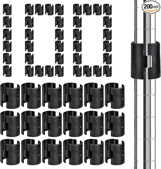 200 Pack Wire Shelving Shelf Lock Clips, 1 Inch Wire Shelf Clips for Post Shelving, Shelving Sleeves Replacements for Wire Shelving System (100 Pairs)