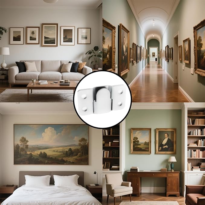 4 Pairs Stainless Steel Flush Mount Bracket Interlocking Headboard Hardware for Picture Hangers,Interlocking Heavy Duty Photo Frame Hook,Interlock Bracket Furniture Connector (Silver)