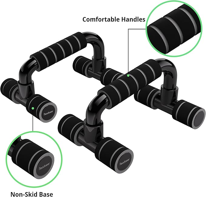READAEER Push Up Bars Gym Exercise Equipment Fitness 1 Pair Pushup Handles with Cushioned Foam Grip and Non-Slip Sturdy Structure Push Up Bars for Men & Women