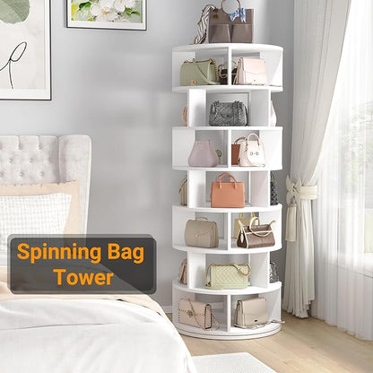 Aheaplus Rotating Shoe Rack Tower, 7-Tier Spinning Shoe Rack 360 Revolving Shoe Racks Organizer for Closet, Display Round Storage Carousel Shoes Closet Organization, White
