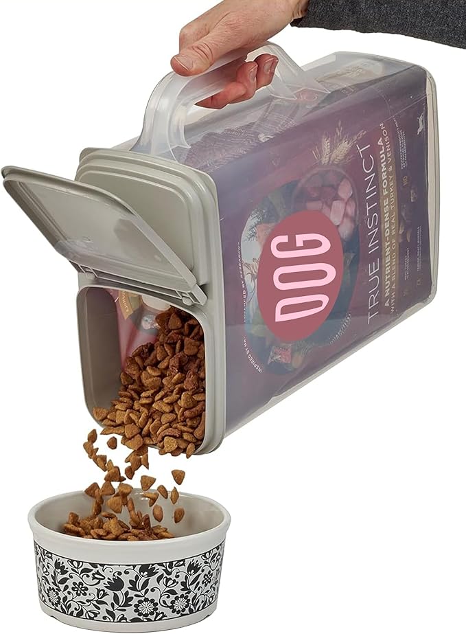Buddeez Pet Food Storage Container - 8 Quart Capacity Bird Seed Container & Dog Food Storage, with Durable EZ Grip Handle and EZ Flip Lid with Pour Spout
