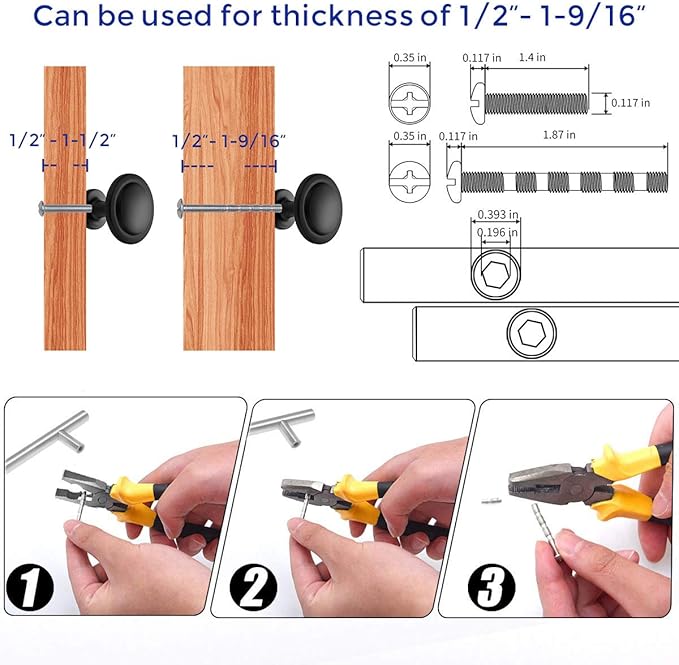 Ravinte 15 Pack 1-1/4 inch Kitchen Cabinet Knobs Matte Black Dresser Zinc Pulls Door Drawer Handles for Dresser Drawers