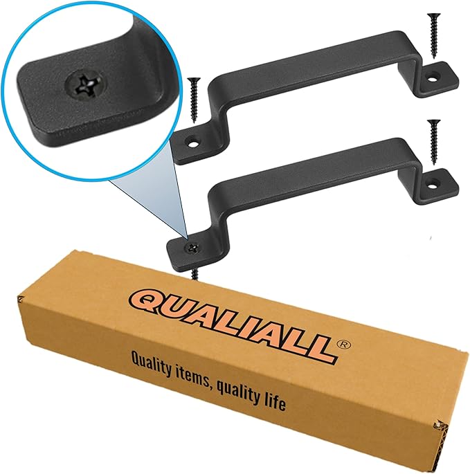 Premium Barn Door Handles Black,7.4 inch,2 Packs,Heavy Duty Rustic Metal Pulls for Sliding, Garage,Shed, Gate, Closet, Drawer, Indoor/Outdoor