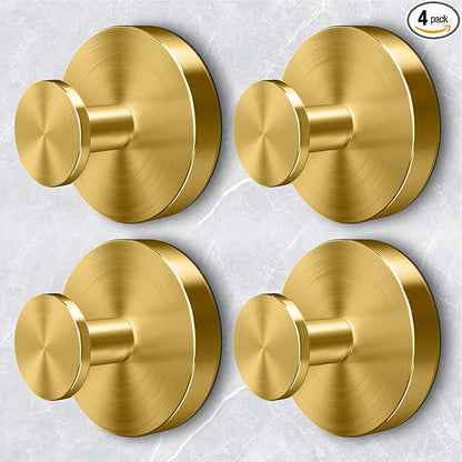 Shower Hooks for Inside Shower,Large Suction Cup Hooks for Glass Window,Removable Towel Hooks for Bathrooms,4 Packs(Gold)