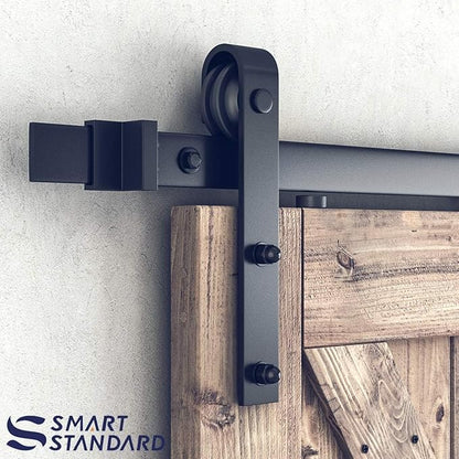 SMARTSTANDARD 8.2 FT Barn Door Hardware Kit -Sliding Barn Door Track - Smooth and Quiet - Easy to Install - Includes Step-by-Step Installation Instructions - Fits 48" Wide Door Panel (J Shape Hanger)