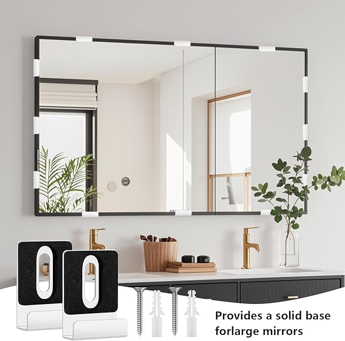 12 Pack Metal Mirror Holder Clips - Steel Heavy Duty Mirror Mounting Set with Screws,Ideal for Wall - Mounted Mirrors,Billboards,and More (Silver,1/4 Inch)