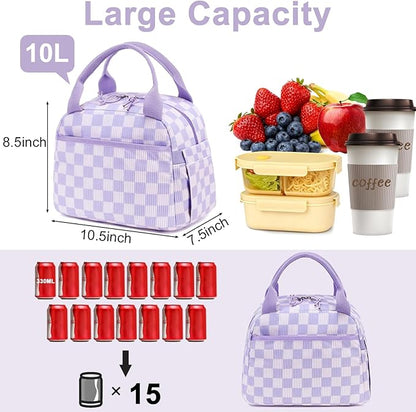 Bluboon Lunch Bag for Women Men Cute Corduroy Lunch Tote Bags Reusable Insulated Lunch Box Large Capacity Reusable Insulated Cooler for Work Picnic or Travel