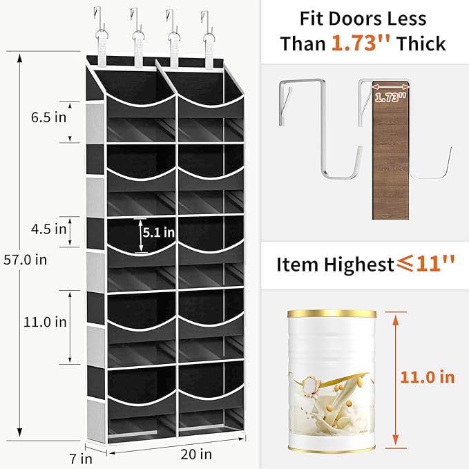 Aokeyee 5 Tiers Over the Door Storage Organizer, Behind Door Storage for Baby Nursery, 80lb Capacity Door Hanging Organizer with 10 Compartments & 10 Mesh Pockets for Closet, Bedroom, Bathroom, Toys