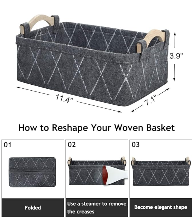 Small Baskets Fabric Bin Felt Empty Gift Basket Nursery Organizer for Makeup Cosmetics Underwear Socks Bra Collapsible Basket Home Decor
