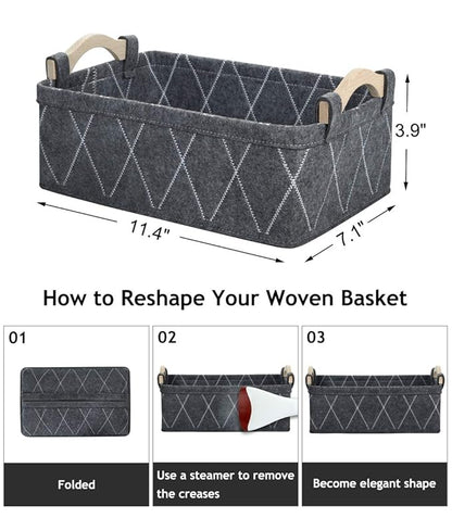 Small Baskets Fabric Bin Felt Empty Gift Basket Nursery Organizer for Makeup Cosmetics Underwear Socks Bra Collapsible Basket Home Decor